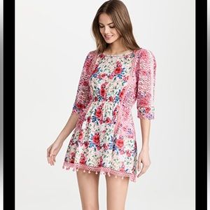 LoveShackFancy Novalie Dress in Rush of Red size Large fit and flare silhouette